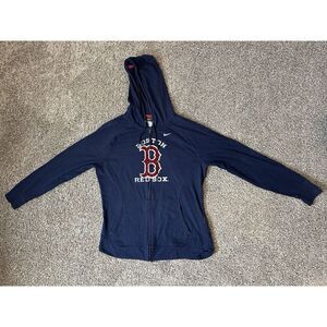 Y2K Nike Boston Red Sox Full Zip Hoodie Sweatshirt‎ Kids XL MLB Baseball Blue
